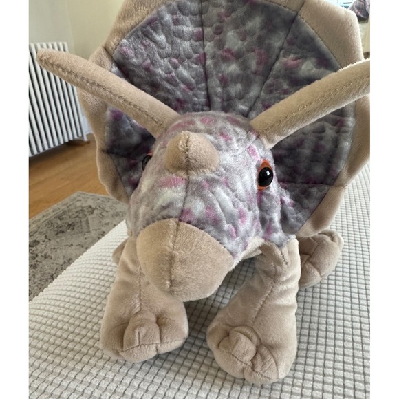 Wild Republic Triceratops Plush Dinosaur Stuffed Animal Toy Neutral‎ Colors - Picture 7 of 9